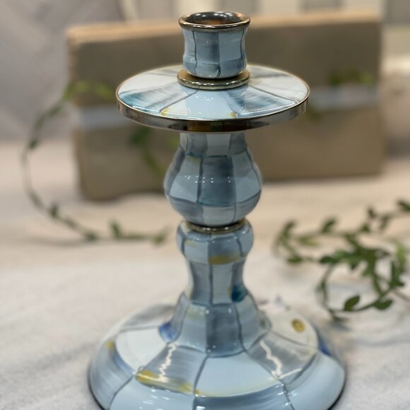 Sterling Check Enamel Candlestick -NEW - Picture 13 of 16